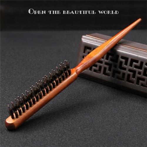1 Pc Wood Handle Natural Boar Fluffy Hair Comb Hair Brush Anti Loss Wooden Barber Hair Comb Scalp Hairdresser Styling Tool