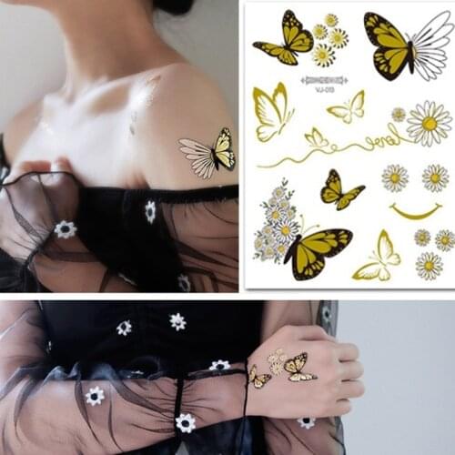 1pc Temporary Tattoo Colorful Flower Butterfly Water Transfer Tatoo Sticker Daisy Tattoos Body Art Sexy Tatoo Girl Arm