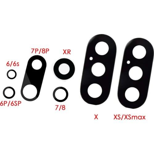 2pcs For iPhone 6 6Plus 6s 6sPlus 7 7Plus 8 8 Plus X XR XS XSMax Rear Back Camera Lens Glass Cover Replacement with Adhesive