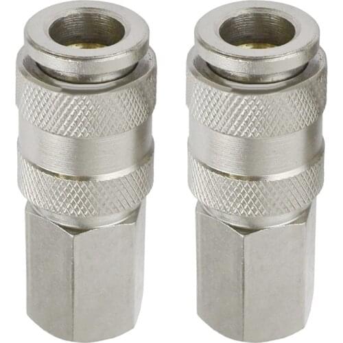 2pcs Zinc Plated Air Line Hose Connector 1/4 1/2 BSP Female Euro Female Quick Release Fittings