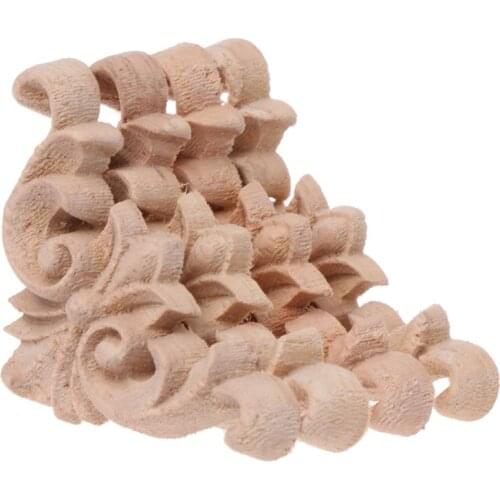 4pcs/set Wood Carved Corner Flower Onlay Applique Unpainted Frame Cupboard Cabinet Decal For Home Furniture Decor 4x4cm
