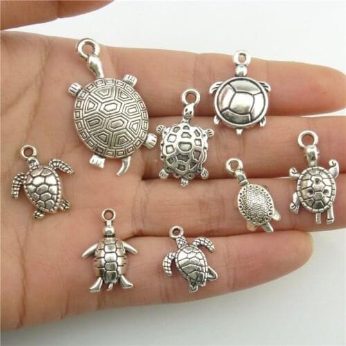 8Pcs Classic Sea Turtle Charms Animal Tortoise Pendant Making Bracelet Necklaces Summer Gift Jewelry Accessories