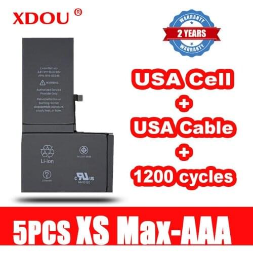 5pcs XDOU Battery For iPhone XS Max XSMax 3174mAh Replacement Repair USA Cell Cable 1200 Times Cycles 2021 AAA