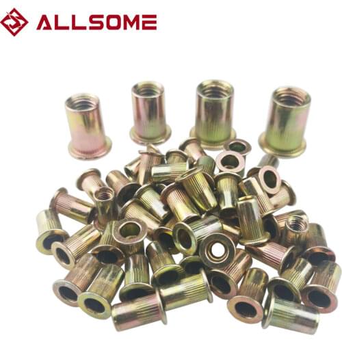ALLSOME 300pcs M3 M4 M5 M6 M8 M10 Head Rivet Nuts Set Nuts Insert Reveting Multi Size Rivet Nuts Collocation with BOX HT2599