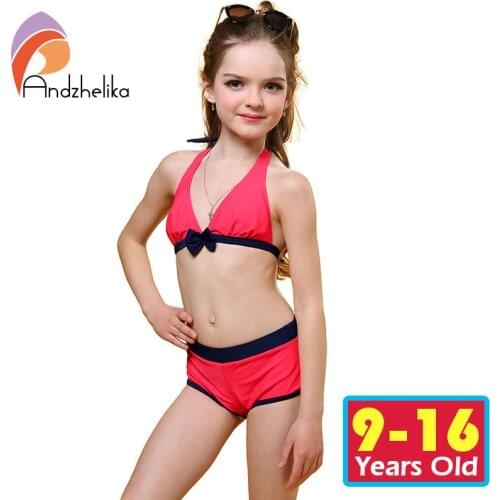 Andzhelika Swimsuit For Girls 2020 Summer Girl Bikinis Cute Bow Children Swimwear Children Girl Swimming Suit Kid Bathing Suit