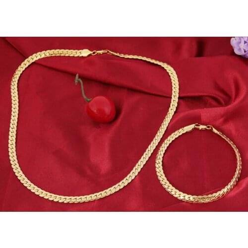 Bangrui New Jewelry Set Necklace Set Wholesale Trendy 7MM Width Cuban Chain Men Necklace Bracelet Ethiopian Jewelry Sets