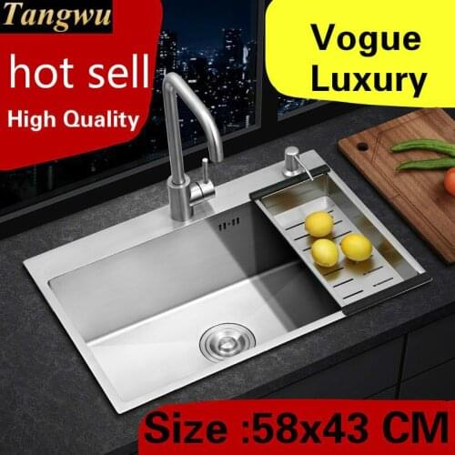 Free shipping Apartment vogue wash vegetables kitchen manual sink single trough 304 stainless steel hot sell 580x430 MM