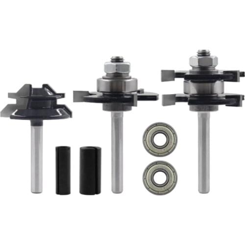 Woodworking Milling Cutter 45 Degree Tenon Joint Cutter Line Cutter 3 Tooth T-Shaped Engraving Machine 1/4 x 1-1 / 2