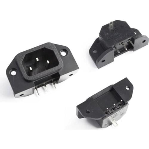 IEC 320 C14 Industrial Inlet Socket Copper 10A 250V Universal Electrical AC Power Socket with four screw hole fixed