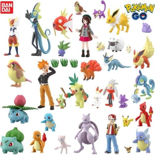 Bandai Pokemon SCALE WORLD SHODO Garchomp Cinderace Cyndaquil Rillaboom Meganium Mewtwo Anime Food Play Action Figures Model Toy
