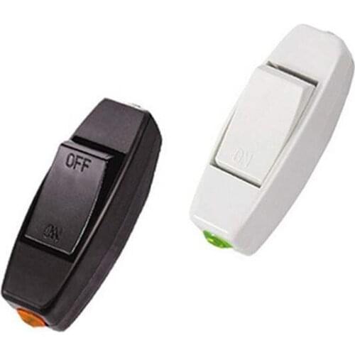 2pcs or 5pcsWhite or Black Plastic Rocker Boat PushButton AC 250V 6A ON/OFF In Line Cord Switch White for Room Household BedSide