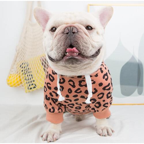 Leopard Dog Sweatshirt Hoodies Winter Dog Clothes Pomeranian Poodle Bichon Schnauzer Pug French Bulldog Corgi Clothing Coat
