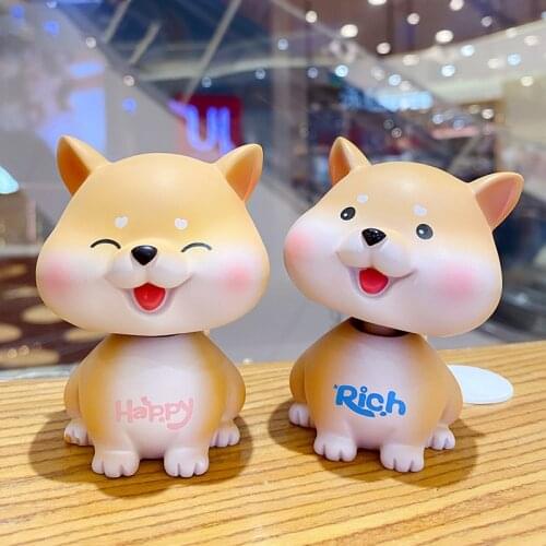 Cute Little Shiba Inu Car Accessories Creative Happy Rich Resin Dog Shake Head For Home Decor Gift