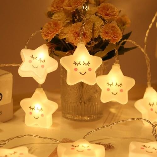 Cute Childrens Bedroom Decoration Hanging Lights Stars and Clouds Lights String Holiday Kindergarten Layout Small Color Light