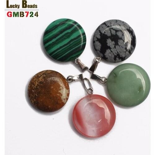 Fashion good quality assorted natural stone mixed round charms pendants Bracelet Necklace Making 20mm