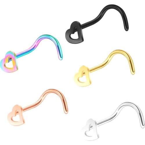Fashion Girl Body Jewelry Heart Stainless Steel Nose Ring & Studs Stainless Steel Nose Piercing Punk Party Jewelry