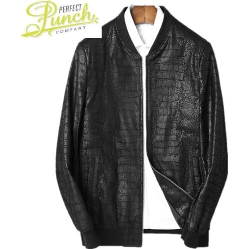 Autumn Leather Baseball Jackets Winter Jacket Men Genuine Sheepskin Coat Plus Size Streetwear LSY088006 MY1775