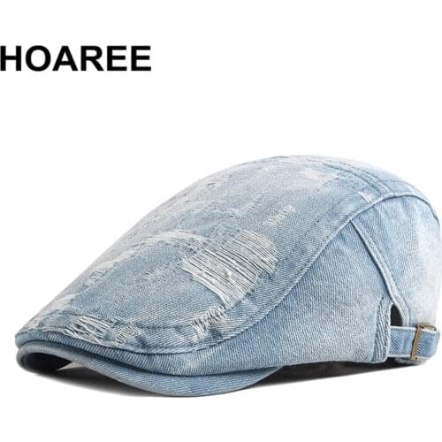 Mens Beret Men Jeff Ivy Caps Denim Light Blue Mens Berets British Style Male Wigens Cap Spring Summer 2021 Brand Driver Ivy Hat