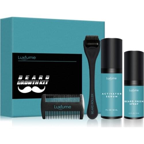 Bellezon Men Beard Growth Kit Hair Growth Enhancer Thicker Oil Nourishing Leave-in Conditioner Beard Grow Set