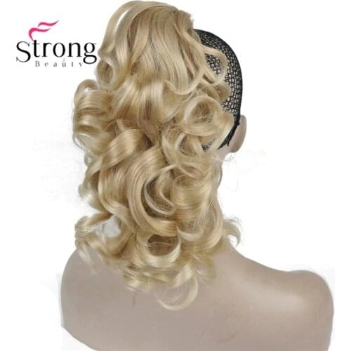 StrongBeauty 12" Curly Synthetic Clip In Claw Ponytail Hair Extension Synthetic Hairpiece 125g with a jaw/claw clip