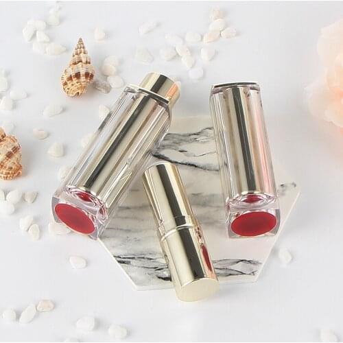 12.1mm New Empty Lipstick Tube DIY Transparent Gold Plastic Lip Balm Press Tubes Cosmetic Containers for Makeup Lips 20pcs/lot