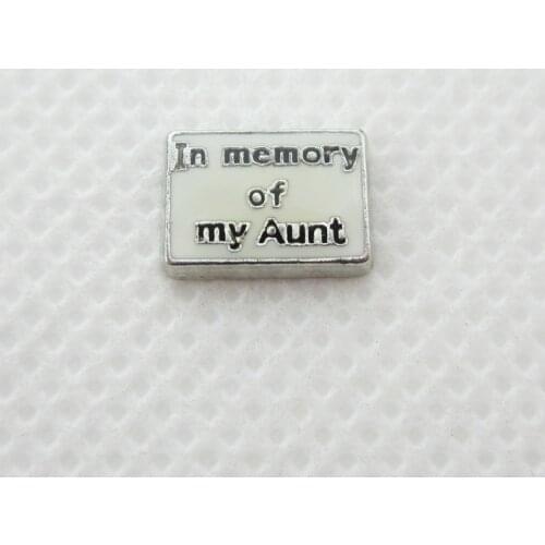 New Arrival 20pcs/lot In Memory Of My Aunt Floating Charms Living Glass Memory Lockets Pendants DIY Jewelry Accessories Charm