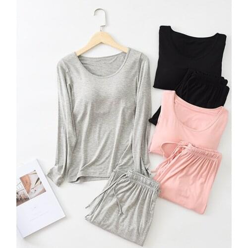 Modal Sleeping Clothes For Home Women Pajamas For Two Piece Set Long Sleeve Pijamas Feminino Suit Women Autumn Large M-XXL