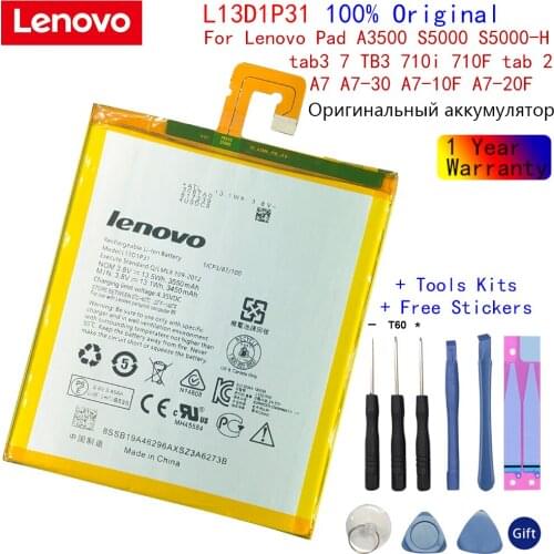 Original Lenovo L13D1P31 Battery For Lenovo Pad A3500 S5000 S5000-H tab3 7 TB3 710i 710F tab 2 A7 A7-30 A7-10F A7-20F Battery