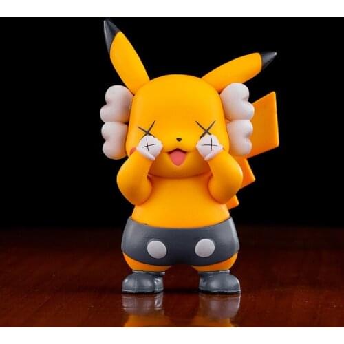 Pokemon Pikachu KAWed Yellow Black Gray Model Action Figure Car Decoration Cartoon Model Kids Birthday Toy Surprise Gift