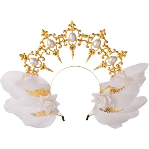 Lolita KC Gothic Black Rose Devil Wings Hair Accessories Sun Godmothers Virgin Mary Halo Crown Headwear