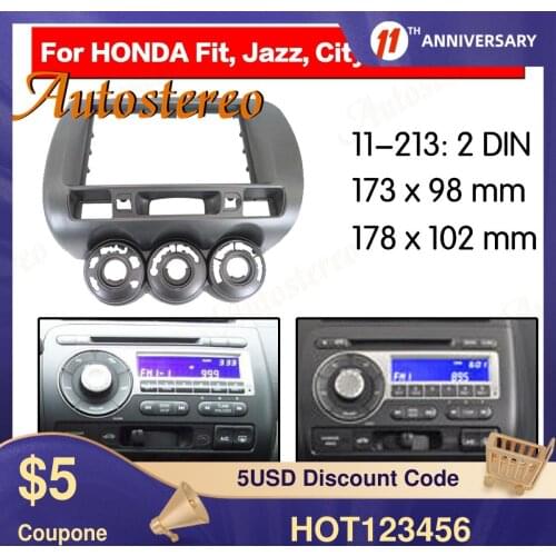 Frame Panel Top Radio Fascia for Honda Fit jazz city 2002-2008 Stereo Fascia Dash CD Trim Installation Frame Kit