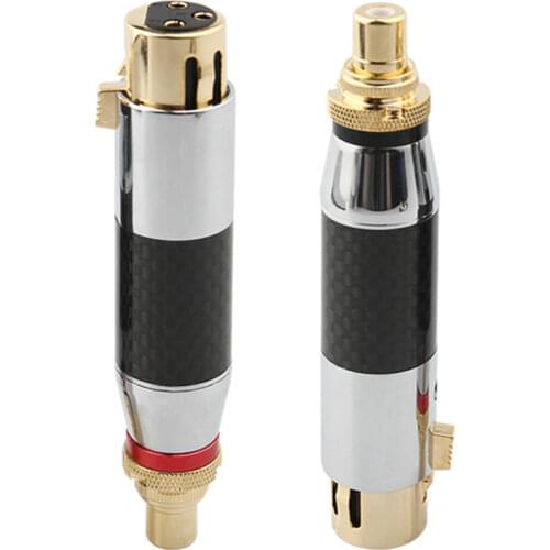 RCA Female XLR Jack 3 Pins Speaker Connector Carbon Fiber Gold Plated Microphone Audio Cable Converter Hifi Balance Plug Adapter