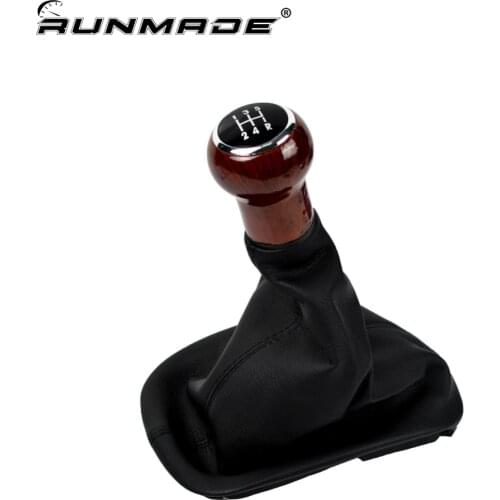 Runmade 5-Speed Car Wooden Gear Shift Knob Gaitor Boot For 1998-2004 VW Passat B5