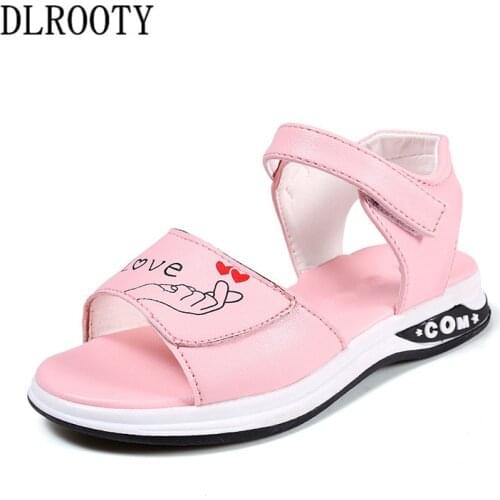Summer Children Sandals Shoes Girls Princess Kids Party Fashion Beach Hook & Loop Flat Toddler Baby Soft Sole