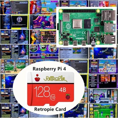 RetroPie SD Card 128GB For Raspberry Pi 4 10000+ Games 45+ Emulators Preloaded Diy Emulation Station ES NES FC PS NEOGEO PSP PC