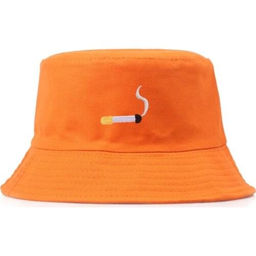 Cigarette Embroidery Bucket Hat For Unisex Hip Hop Fisherman Hat Adult Panama Bob Hat Summer Lovers Flat Hat