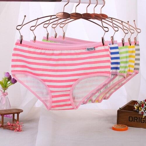 New Women Anime Style Intimate Panties Blue Pink Green Black Candy Color Stripe Underwear Underpants Girls Cosplay Kawaii Lolita
