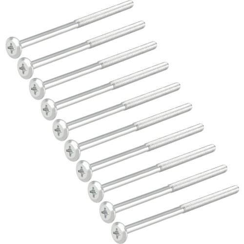 Uxcell 20pcs Phillips Head Machine Screws Zinc Plated Cross Screw Leather Fasteners Bolts M6 Full Thread 65mm-120mm Length