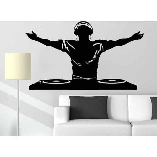 Vinyl Wall Decal DJ Music Disco Headphone Bar Nightclub Sticker Mural Poster Home Art Design Decoration