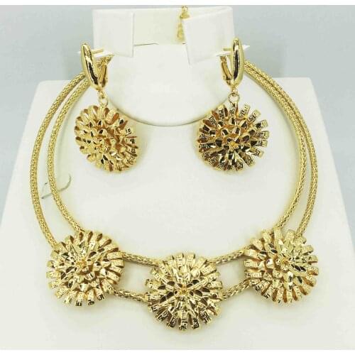 High quality Italian gold colored jewelry for womens African bead jewelry jewelry fashion necklace earrings bracelet jewelry