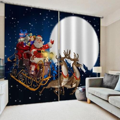 Photo Blackout Window Drapes Luxury 3D Curtains For Living room Bed room Office blue sky stars curtains christmas curtain