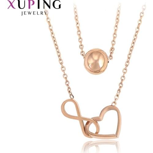 Xuping Vintage Temperament Ladies Simplicity Style Rose Gold Color Plated Necklaces for Woman Nice Birthday Gifts 45525