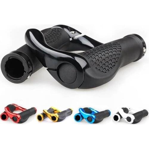 1 Pair Bicycle Grip End Cap Aluminium Alloy Lock Mountain Handle Bar Grip Anti-Skid Rubber Bicycle Skid-Proof Grips