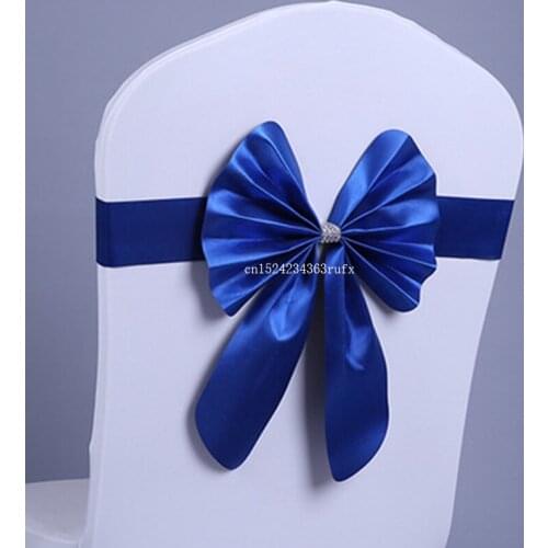 100pcs Chair Cover Decor Wedding Party Bow Buckle Band Wedding Stretch Sashes Banquet Free Shipping