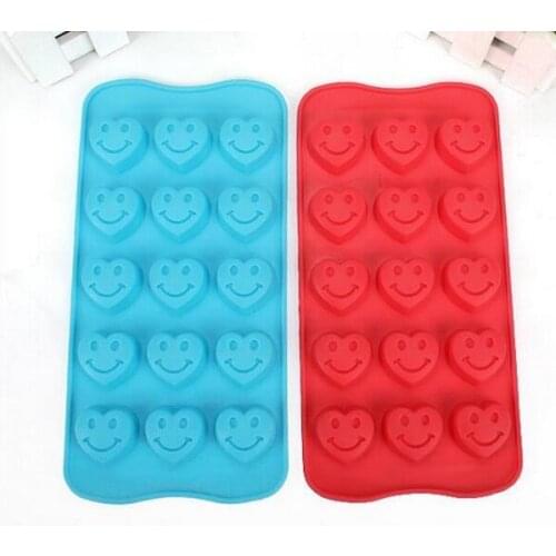 100pcs/lot, 15 Holes Smile Shape Chocolate Mold DIY Silicone Cake Decoration Mold Jelly Ice Baking Mould Chocolate Mold