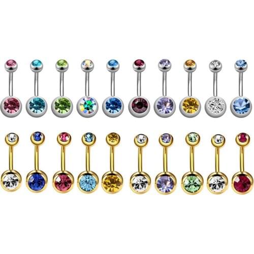 20pieces 14G 316LStainless Steel Assorted Colors Curved Belly Button Rings for Women Naval Screw Body Jewelry Stud Piercing