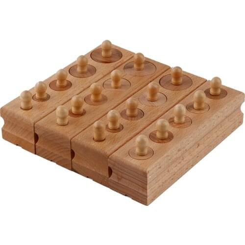 4Pcs/Set Baby Montessori Educational Children Kids Wooden Toys Learning Cylinder Socket Blocks Toy Practice Development Gifts