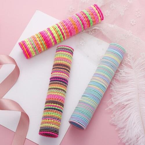 50PCS/Set Girls Colorful Basic Elastic Hair Bands Children Cute Ponytail Holder Rubber Band Headband Scrunchies Hair Accessories