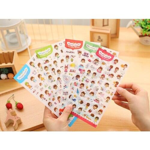 6pcs Lovely girl pvc Transparent Organizer Calendar Diary Book Planner Sticker Scrapbook Decoration papeleria