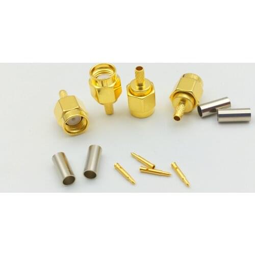 600pcs SMA CONNECTOR SMA Plug male RF Crimp for LMR100 RG316 RG174 cable adapter connectors